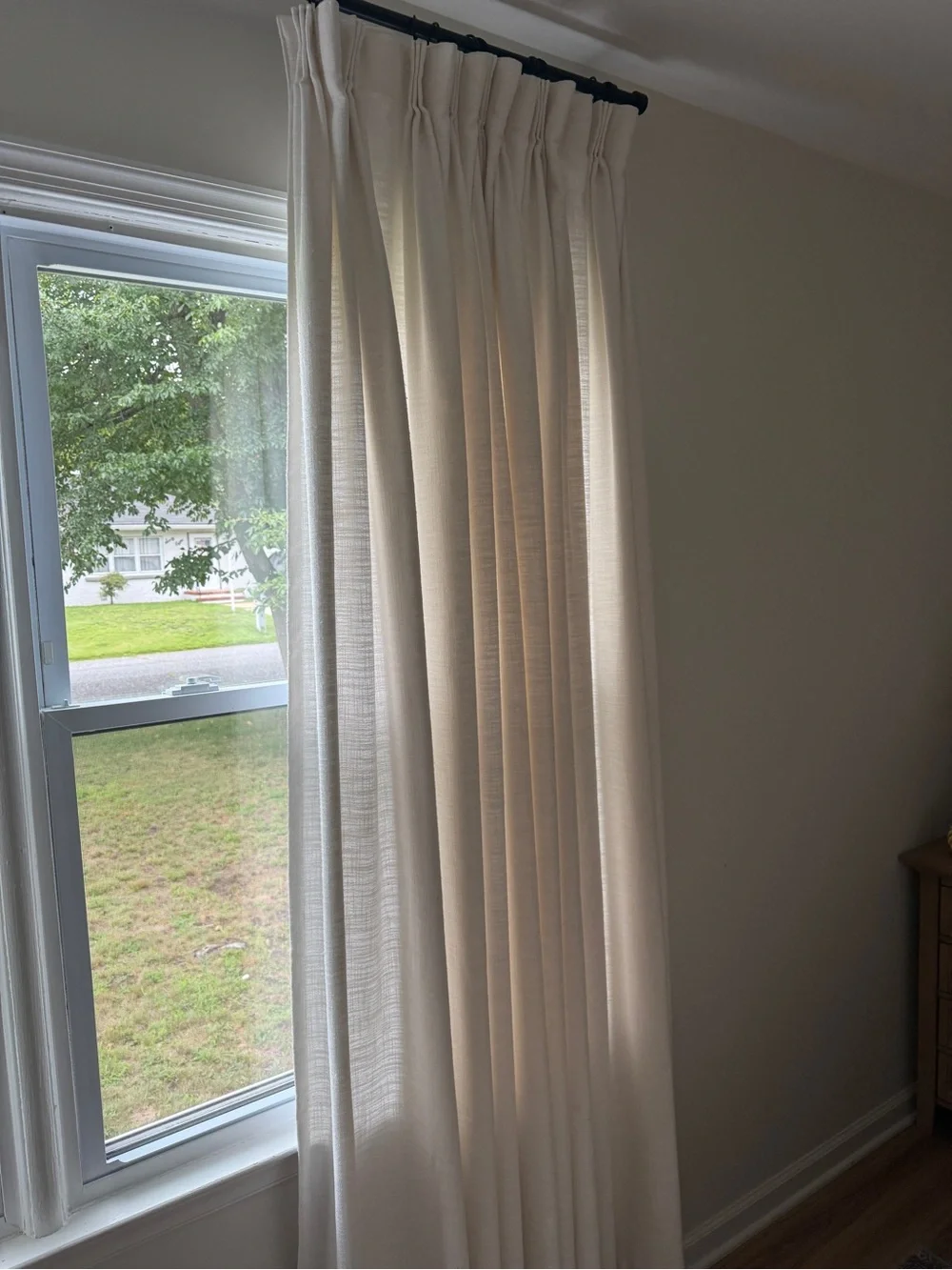 Two Pages Cream Pleated Curtain Panel - Elegant Window Drapery
